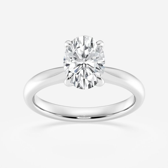 1 1/2 ctw Oval Lab Grown Diamond Petite Solitaire Engagement Ring - Picture 1 of 7